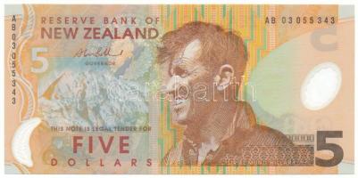 Új-Zéland 2003-2009. 5$ &quot;AB 03055343&quot; T:UNC New Zealand 2003-2009. 5 Dollars &quot;AB 03055343&quot; C:UNC Krause 185.