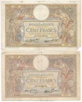 Franciaország 1931-1939. 100Fr (2xklf) T:F,VG France 1931-1939. 100 Francs (2xdiff) C:F,VG