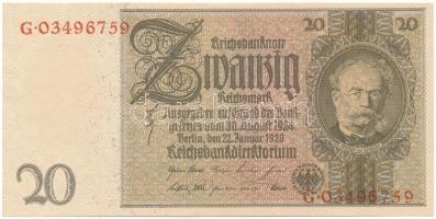 Német Harmadik Birodalom 1945. (1929) 20M T:F szép papír German Third Reich 1945. (1929) 20 Reichsmark C:F fine paper Krause P#181.b