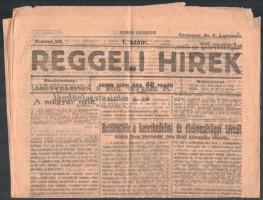 1919 augusztus 18. A Reggeli Hírek c. újság 1. száma román cenzúrával