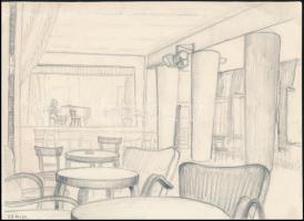 Nolipa István Pál (1907-1986): Zenész a zongoránál, Rendőrklub, Népköztársaság útja, 1957 aug. 20. Ceruza, papír. Jelzett. 20,5x28 cm