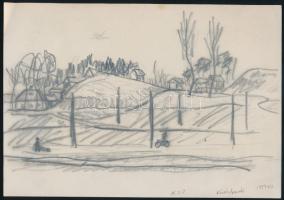 Nolipa István Pál (1907-1986): Csepel-Királyerdő, 1954. Ceruza, papír. Jelzett. 16,5x23,5 cm