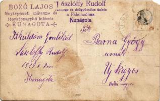 1929 Kunágota, Lászlóffy Rudolf csemege és déligyümölcs üzlete a Falatozóhoz. Bozó Lajos photo (EM)