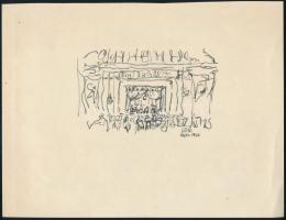 Nolipa István Pál (1907-1986): Rigoletto-előadás a budapesti központi Vasas-székházban, 1941. Tus, papír. Jelzett. 18,5x24, cm