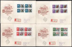 1961 Nemzetközi bélyegkiállítás ezüst kisívsor + ezüst és arany sor 6 db FDC-n