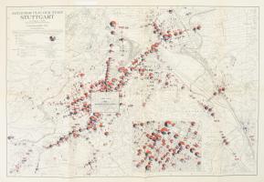 1929 Amtlicher Plan der Stadt Stuttgart, 1:15 000, hibajavítós javítással, 62×92 cm