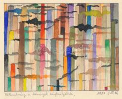 Nolipa István Pál (1907-1986): Előtanulmány a kémények szinfoniájához, 1937. Akvarell, ceruza, papír...