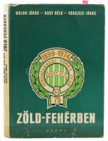 Major János - Nagy Béla - Várszegi János: Zöld-fehérben. Az FTC 75 éve. Az egyik szerző, Nagy Béla által DEDIKÁLT példány. Bp., 1974, Sport. Fekete-fehér fotókkal. Kiadói egészvászon-kötés, javított kiadói papír védőborítóban, néhány táblán apró sérüléssel, kissé foltos lapokkal.