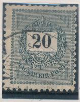 1898 Feketeszámú 20kr 12 : 11 3/4 fogazással sztereotip jegyekkel