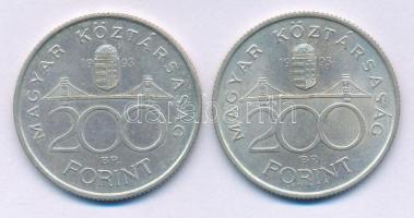 1993. 200Ft Ag "MNB" (2x) T:AU,XF patina 
Adamo F13
