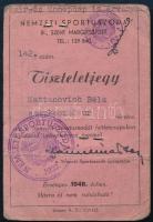 1948 Mattanovich Béla (1907-1984) a Nemzeti Sportuszoda, majd a Népsport szerkesztőjének fényképes t...