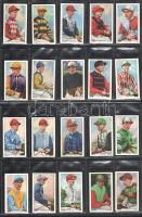 Angol cigaretta-gyűjtőképek, 48 db-os komplett sorozat (híres zsokék), albumlapokon / English cigarette collectible pictures, complete series of 48 (Famous Jockeys), in album sheets