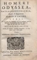 Homérosz:  Homeri Odyssea, Batrachomyomachia, Hymni, & Epigrammata Graece & Latine. Greaca ex latinis editis. Curante Stephano Berglero, Transylvano. [Padua] Patavii, 1777. Typis Seminariim Apud Joannem Manfré. XXIV + 765 + [9] p. Kötetünk a brassói születésű Stephan Bergler (1680-1738) humanista tudós szerkesztésében és előszavával megjelent görög-latin bilingvis Homérosz-összes újabb kiadásából való. A munka először 1706-ban jelent meg Amszterdamban. Oldalszámozáson belül néhány fametszetű könyvdísszel. Példányunk egyes levelein alul, középen kisebb, halvány foltosság. RMK III/XVIII. század: 2009. XX. századi amatőr félbőr kötésben.