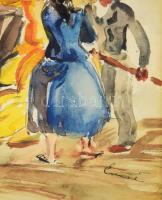 Emőd Aurél (1897-1958): Lovasszekér. Akvarell, papír. Jeletzve jobbra lent. Régi MNG kiviteli pecsét...