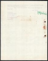 1939 Dr. Doby Andor ügyvéd aláírt fejléces levele, folttal