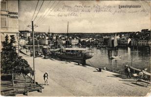 1914 Mali Losinj, Lussinpiccolo; Dependance Pundschu / hotel, port, steamship (EK)