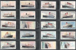 Wills's Cigarettes angol cigaretta-gyűjtőképek, 50 db-os komplett sorozat (kereskedőhajók), albumlapokon / English cigarette collectible pictures, complete series of 50 (Merchant Ships of the World), in album sheets
