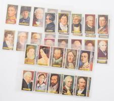 Kensitas brit cigaretta-gyűjtőkártyák, 50 db-os komplett sorozat (birodalomépítők), albumlapokon / British cigarette cards, complete series of 50 (Builders of Empire), in album sheets