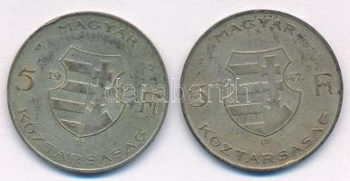 1947. 5Ft Ag "Kossuth" (2x) T:VF,F patina 
Adamo F8.1