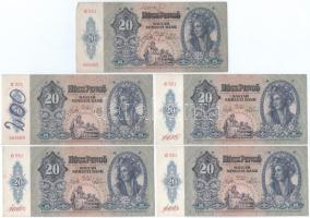 1941. 20P (5x), közeli sorszámmal és sorszámkövetők "C 051 068962 - 068976" T:AU,F szép papír, firka Adamo P12