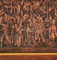 Munkácsy Mihály (1844-1900) után, jelzés nélkül: Honfoglalás. 1930 körül. Réz dombormű, kopott, kere...