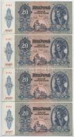 1941. 20P (4x), közeli sorszámmal és sorszámkövetők "C 051 068442 - 068447" T:AU firka Adamo P12