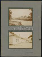 cca 1905 Nagybánya Erdély, (Baia Mare, RO) 4 db feliratozott fotó: Mincz-udvar, M. kir. erdő és bánya társulat épülete, zúzómű (malom) Lapméret 20x27 cm