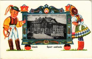 1939 Uzsok, Uzok, Uzhok; Sport szálloda, magyar folklór / sport hotel, Hungarian folklore (EK)