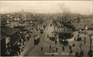 Constantinople, Istanbul; Pont de Galata / bridge, trams