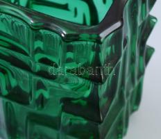 Vladislav Urban (1937-2022), Sklo Union: Design üveg váza. cca 1960, öntött, anyagában színezett tür...