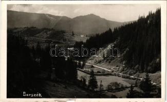 1943 Borszék, Borsec; út Tölgyes (Gyergyótölgyes) felé. Heiter György udvari fényképész felvétele és kiadása / road to Tulghes (szakadás / tear)