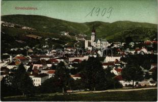 1909 Körmöcbánya, Kremnitz, Kremnica; látkép, vártemplom. Ritter Lipót kiadása / general view, castle church (EK)