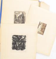 Leon Kosmulski (1904-1952) és több lengyel művész, össz. 16 db sokszorosított grafika: Varsói városk...