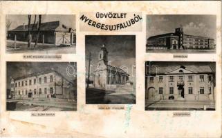 1942 Nyergesújfalu, Római katolikus polgári leányiskola, Állami elemi iskola, Római katolikus templom, gimnázium, községháza (fl)