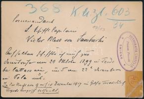 1899 S.M.S. Wien osztrák-magyar hadihajó fényképe Teljes oldalnézet a kis-ázsiai hegyek hátterében.
...