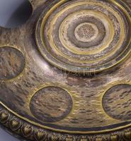 2 darab ezüstözött alpakka kínáló + 6 darab pohár, jelzett, hiánnyal, kijáró poharakkal