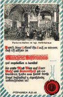 München, Munich; Parterre-Hallen im Kgl. Hofbräuhaus / beer hall, brewery, advertisement. Emb. litho