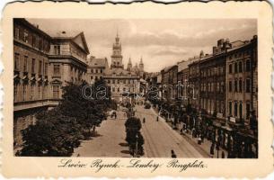 Lviv, Lwów, Lemberg; Rynek / Ringplatz / square, tram, shops