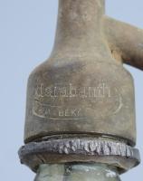 cca 1920 Bordás szódásüveg, sascsőrös fejjel, fejen W??? Lajos Abaújszántó felirattal, m: 31 cm