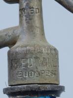 1928 Fried Miklós Budapest kérmkék szódásüveg, kis ütődéssel, m: 26,5 cm