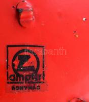 Lampart Bonyhád zománcozott vas kínáló, jelzett, 14x14 cm