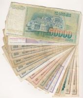 Jugoszlávia 1965-1988. 5D - 50.000D (16db,8xklf) közte 1968. 10D (2x sorszámkövető) "AN 3232865...