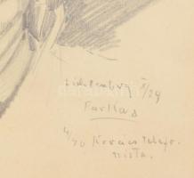 Farkas István (1887-1944): Kovács telefonista (magyar katona portréja). Ceruza, papír, jelzett. Háto...