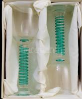 2 db Moravia kristály kehely. Anyagában színezett, száldíszítéses, jelzett, hibátlan eredeti dobozáb...