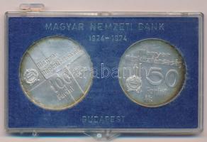 1974. 50Ft Ag + 100Ft Ag "50 éves a Magyar Nemzeti Bank" érmepár, eredeti "MNB" ...
