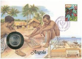 Angola 1975. 5KZ felbélyegzett borítékban, bélyegzéssel, német nyelvű leírással T:UNC Angola 1975. 5 Kwanza in envelope with stamp and cancellation, with German description C:UNC