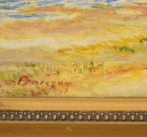 Barczay jelzéssel: Tehenek a Balaton partján. Olaj, fa. Dekoratív, kissé sérült fakeretben. 12,5x24,...