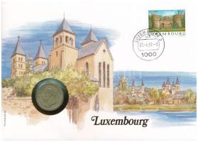 Luxemburg 1986. 5Fr felbélyegzett borítékban, bélyegzéssel, német nyelvű leírással T:XF Luxembourg 1986. 5 Francs in envelope with stamp and cancellation, with German description C:XF