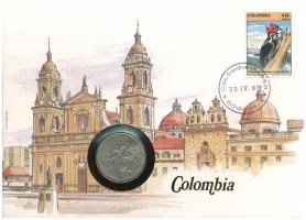 Kolumbia 1982. 10P Ni felbélyegzett borítékban, bélyegzéssel, német nyelvű tájékoztatóval T:VF Colombia 1982. 10 Pesos Ni in envelope with stamp, cancellation and a prospectus in german C:VF