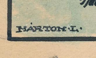 Márton Lajos (1891-1953): Természet lágy ölén (meseillusztráció, cím nélkül). Tus, akvarell, papír, ...